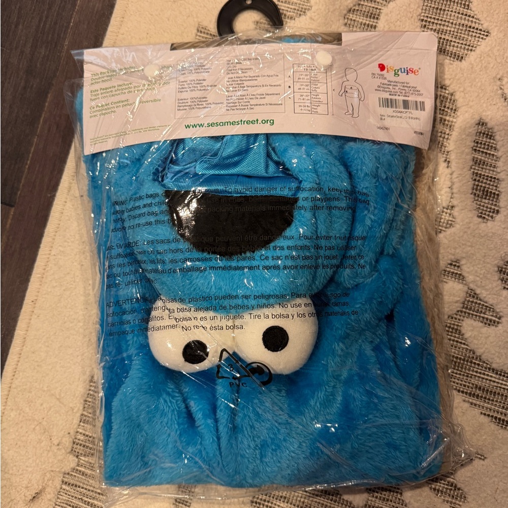 NWT Sesame Street 12-18M 12M 18M Blue Cookie Monster Infant Costume - Picture 3 of 4